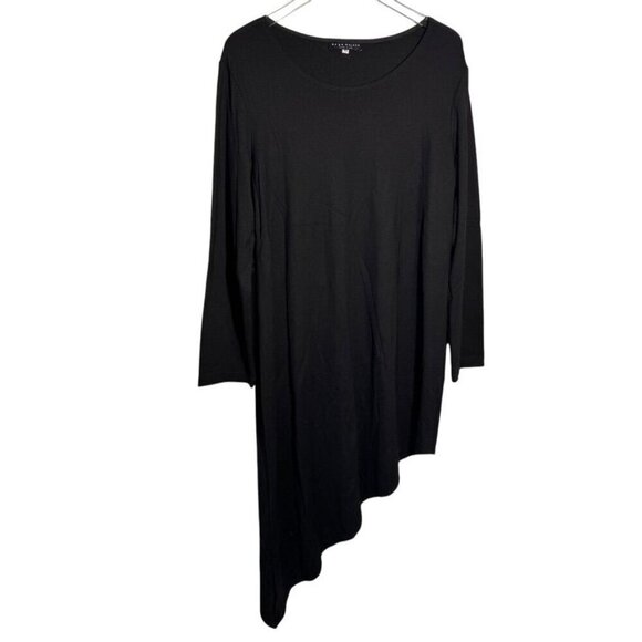 Bryn Walker Black Knit Dress Tunic Trapeze XL Asymmetric long sleeve - Picture 1 of 7